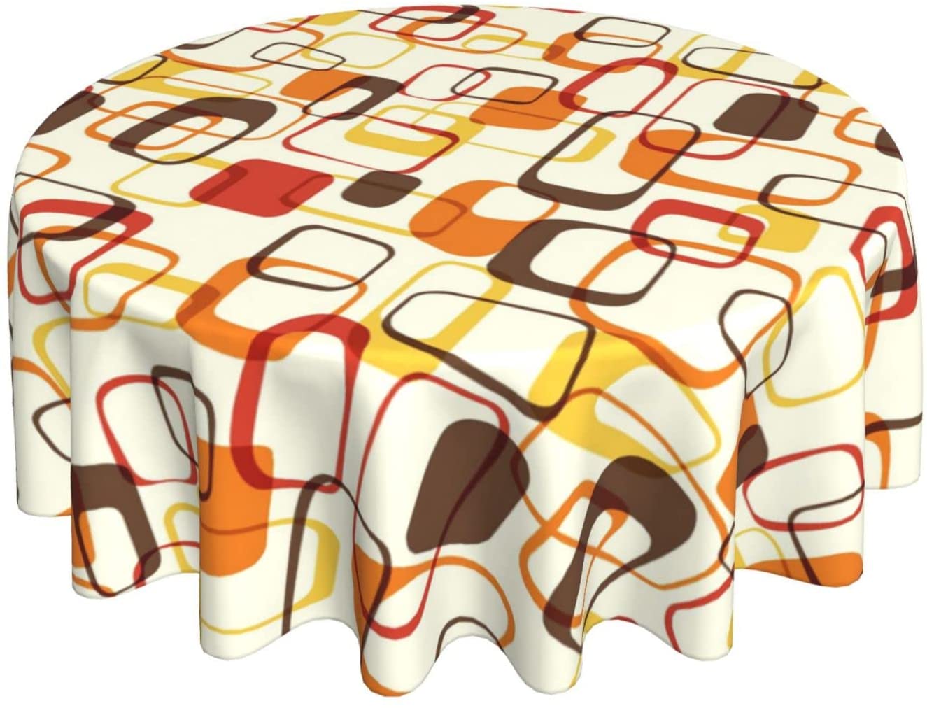 Century Textile & Sewing Supply - Retro Mid Century geometryczny okrągły obrus