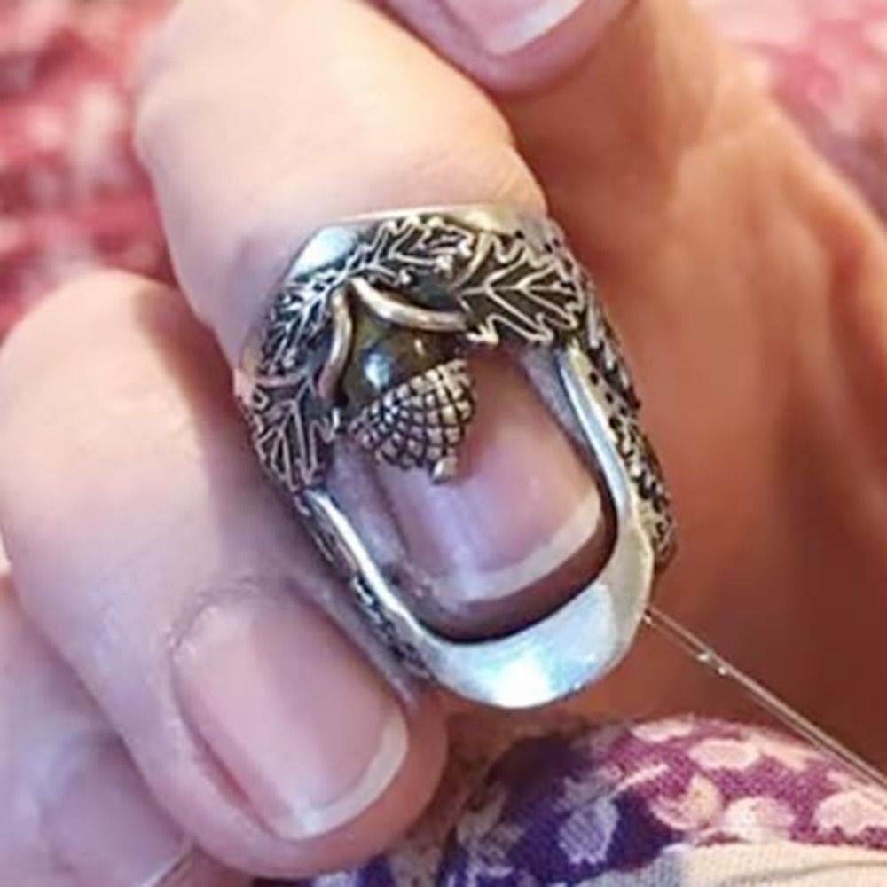 Sewing Thimble Metal - Metalowy otwarty naparstek w kształcie żołędzi,