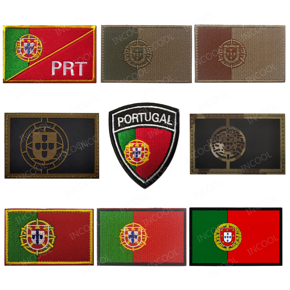 Velcro Sew On - Flagi Portugalii Haftowana naszywka IR Odblaskowe