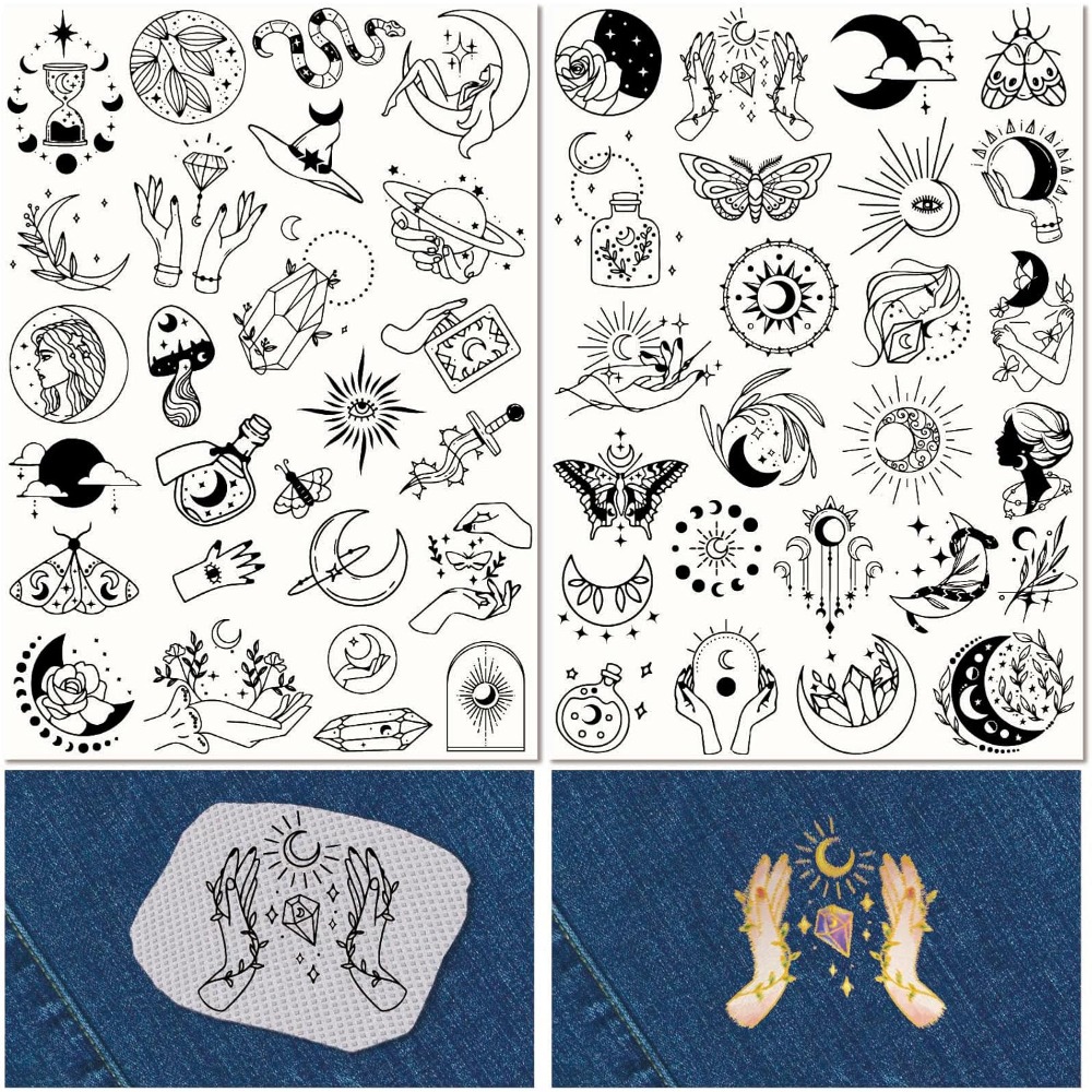 Sewing Custom - 51Pcs Boho Moon Sun Rozpuszczalne w