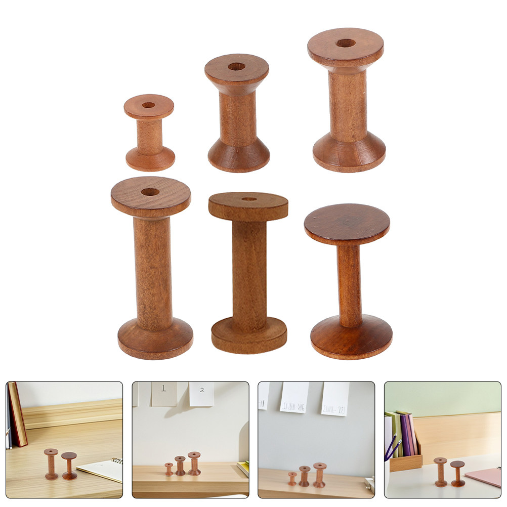 6 szt. Vintage'owych drewniany – Thread Bobbins Empty recenzja i cena