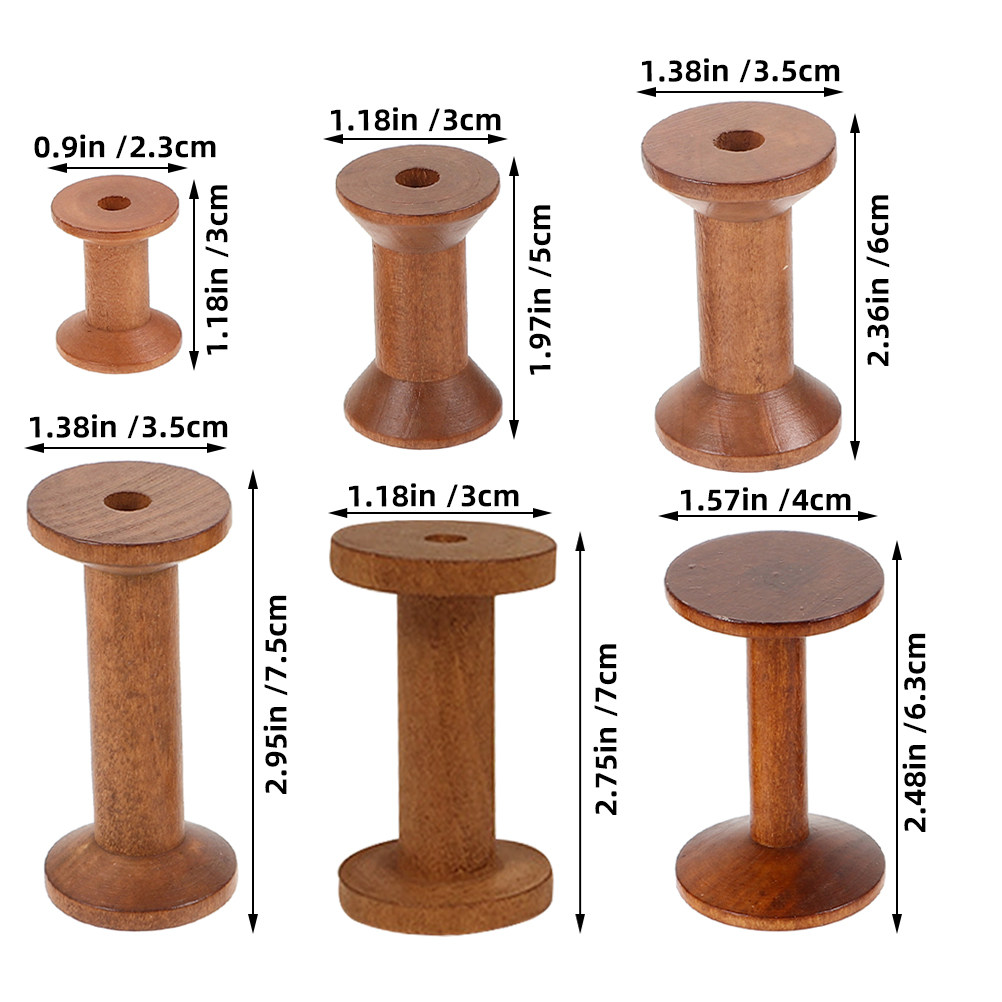 6 szt. Vintage'owych drewniany – Thread Bobbins Empty recenzja i cena